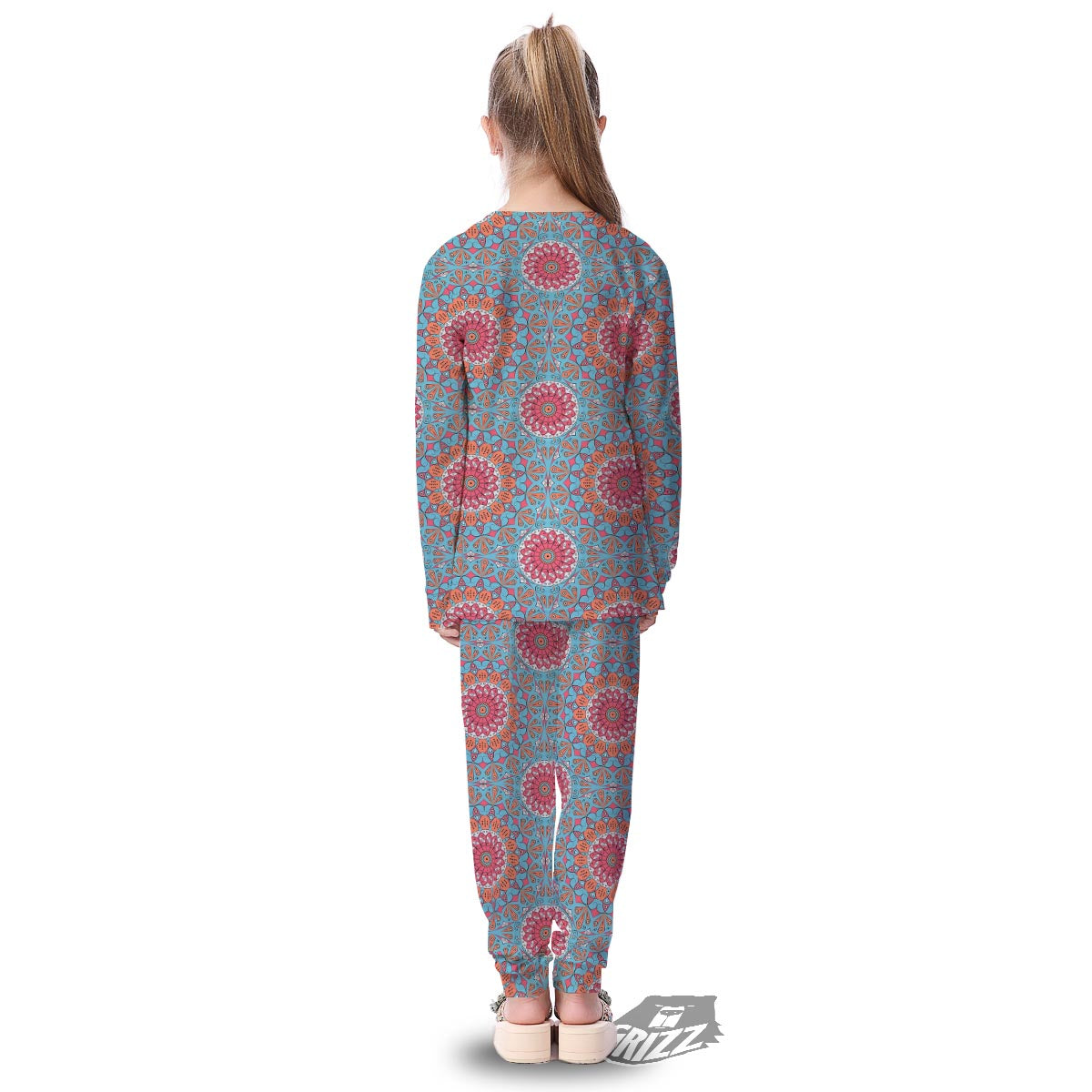 Bohemian Mandala Pink And Teal Print Pattern Kid's Pajamas-grizzshop