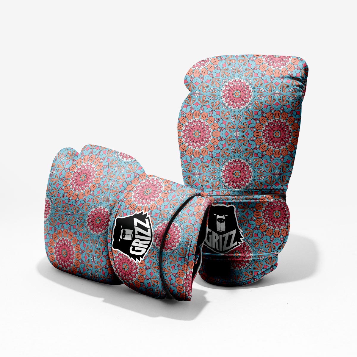 Bohemian Mandala Pink And Teal Print Pattern Pro Boxing Glove