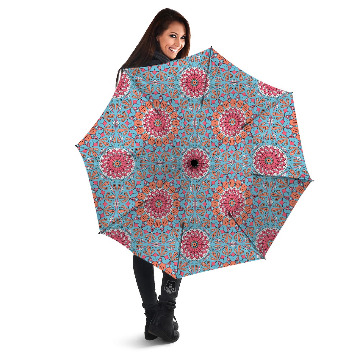 Bohemian Mandala Pink And Teal Print Pattern Umbrella-grizzshop