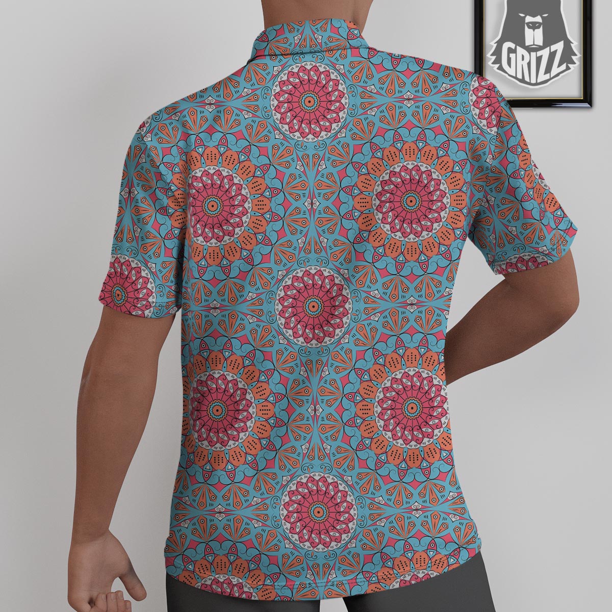 Bohemian Mandala Pink And Teal Print Pattern Untucked Shirts-grizzshop