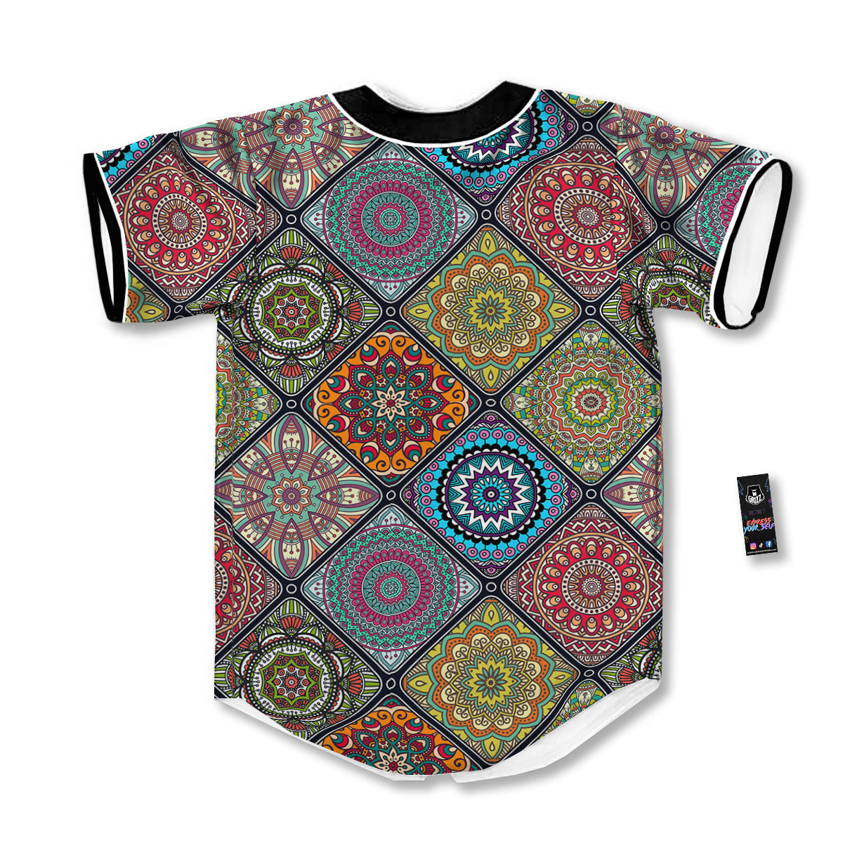 Bohemian Mandala Retro Print Pattern Baseball Jersey-grizzshop
