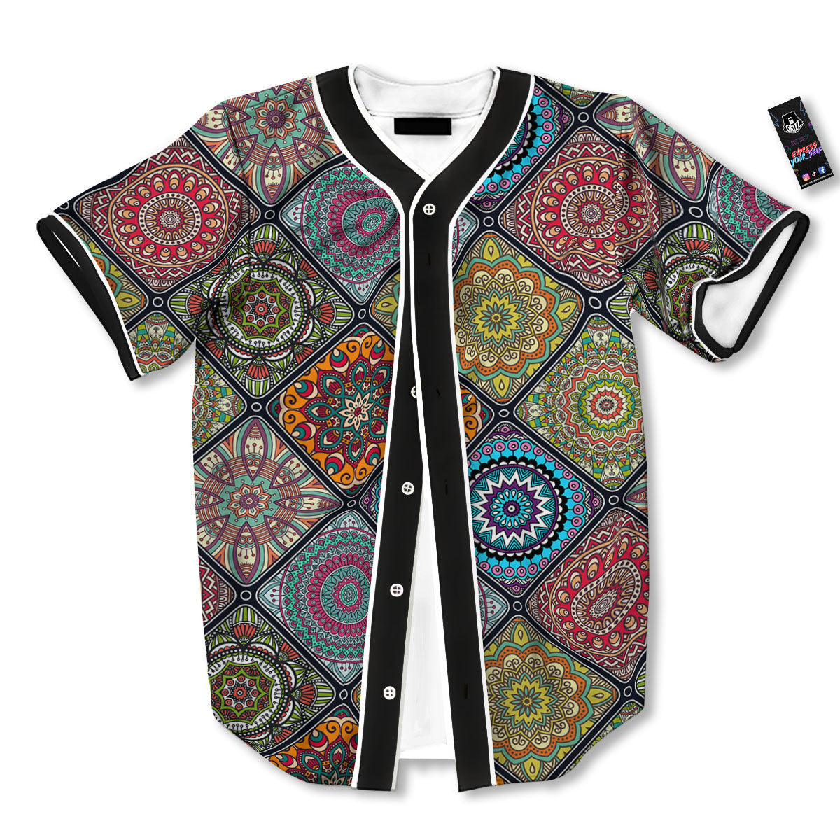 Bohemian Mandala Retro Print Pattern Baseball Jersey-grizzshop