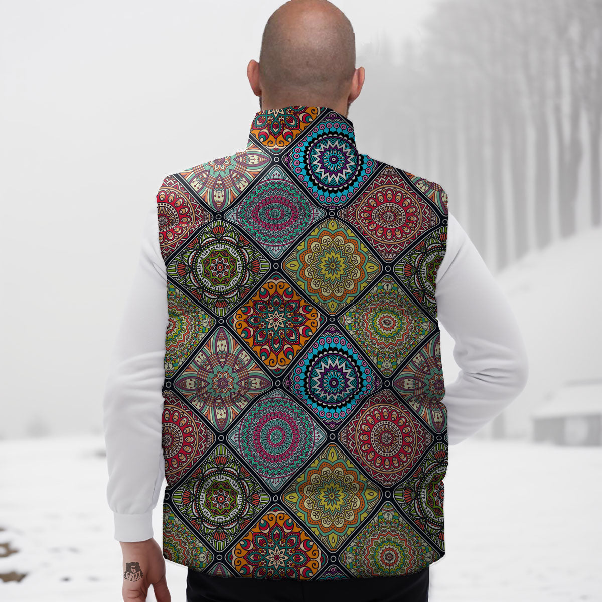 Bohemian Mandala Retro Print Pattern Down Vest