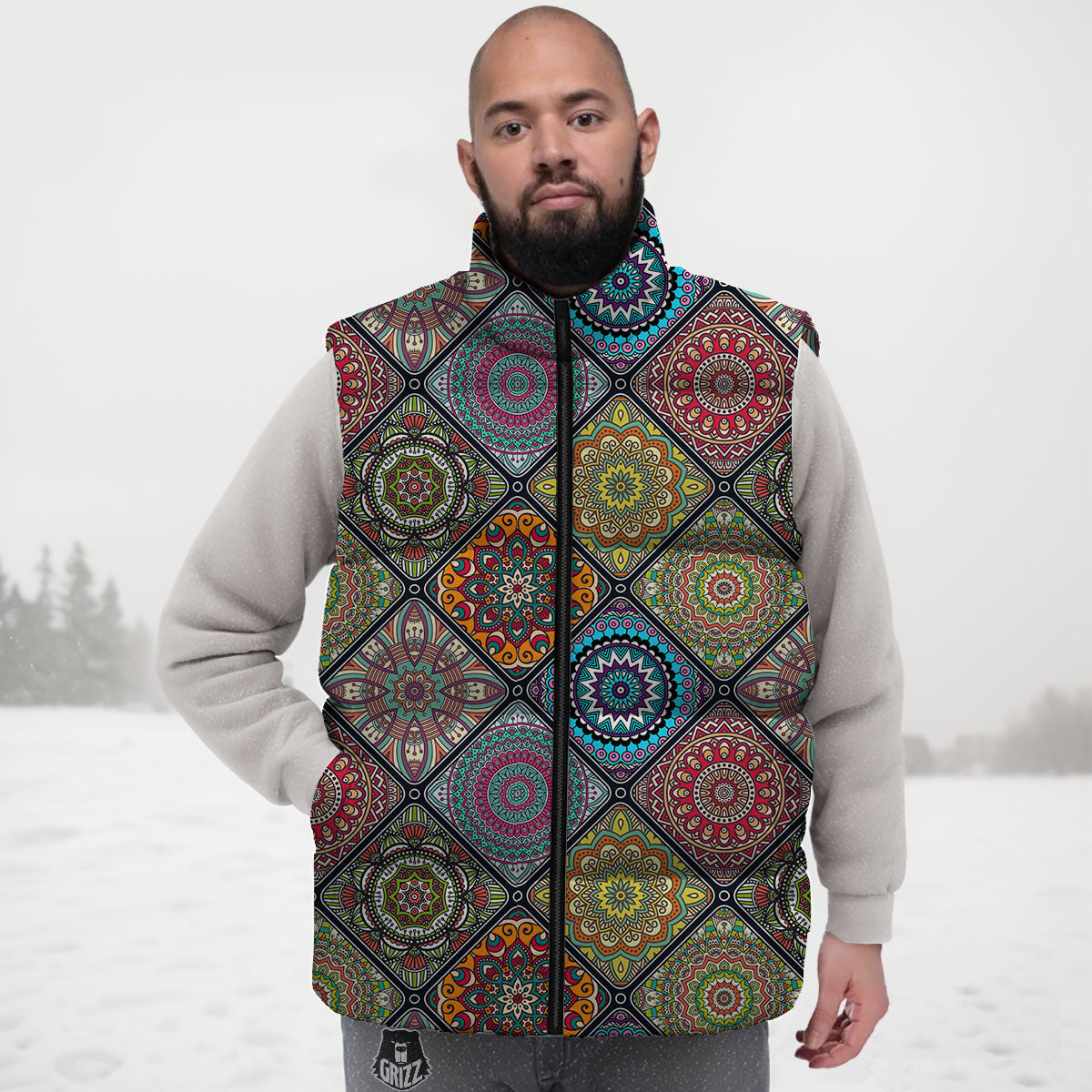 Bohemian Mandala Retro Print Pattern Down Vest