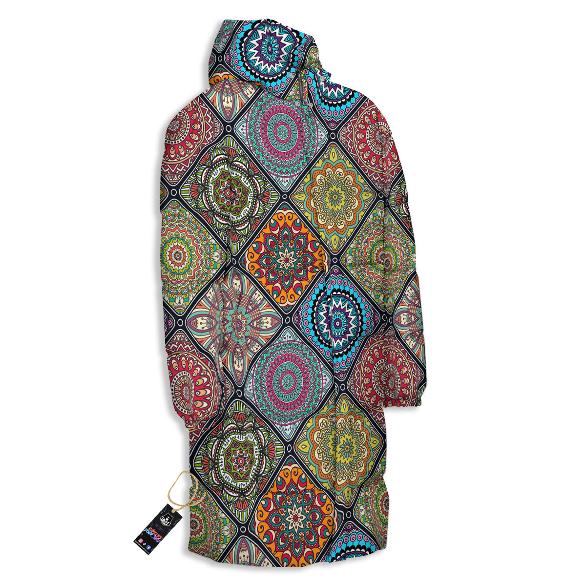 Bohemian Mandala Retro Print Pattern Long Down Jacket-grizzshop