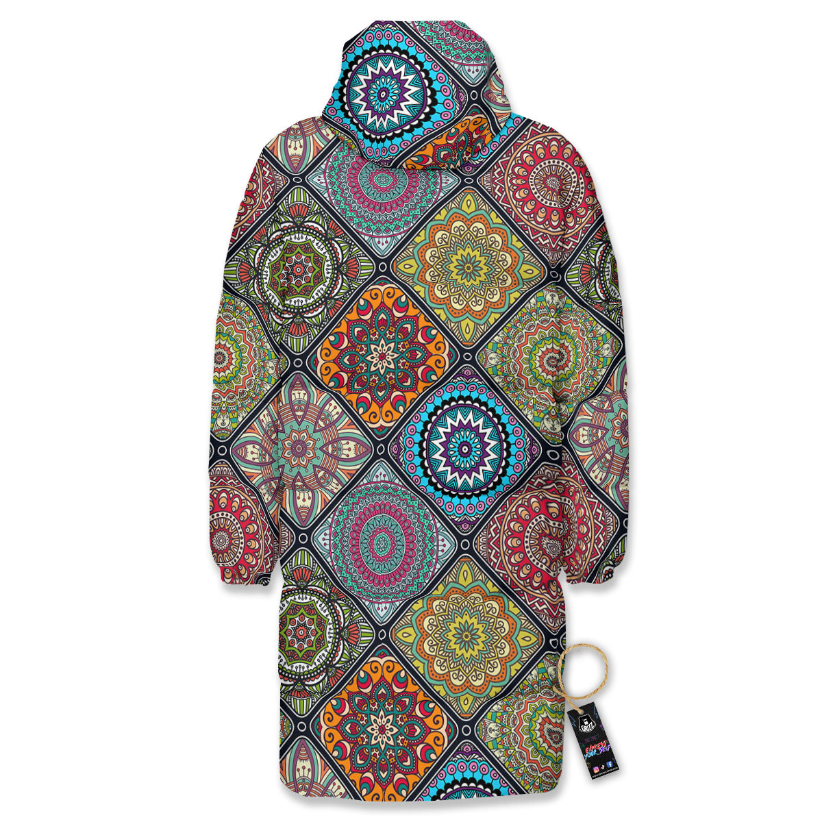 Bohemian Mandala Retro Print Pattern Long Down Jacket-grizzshop