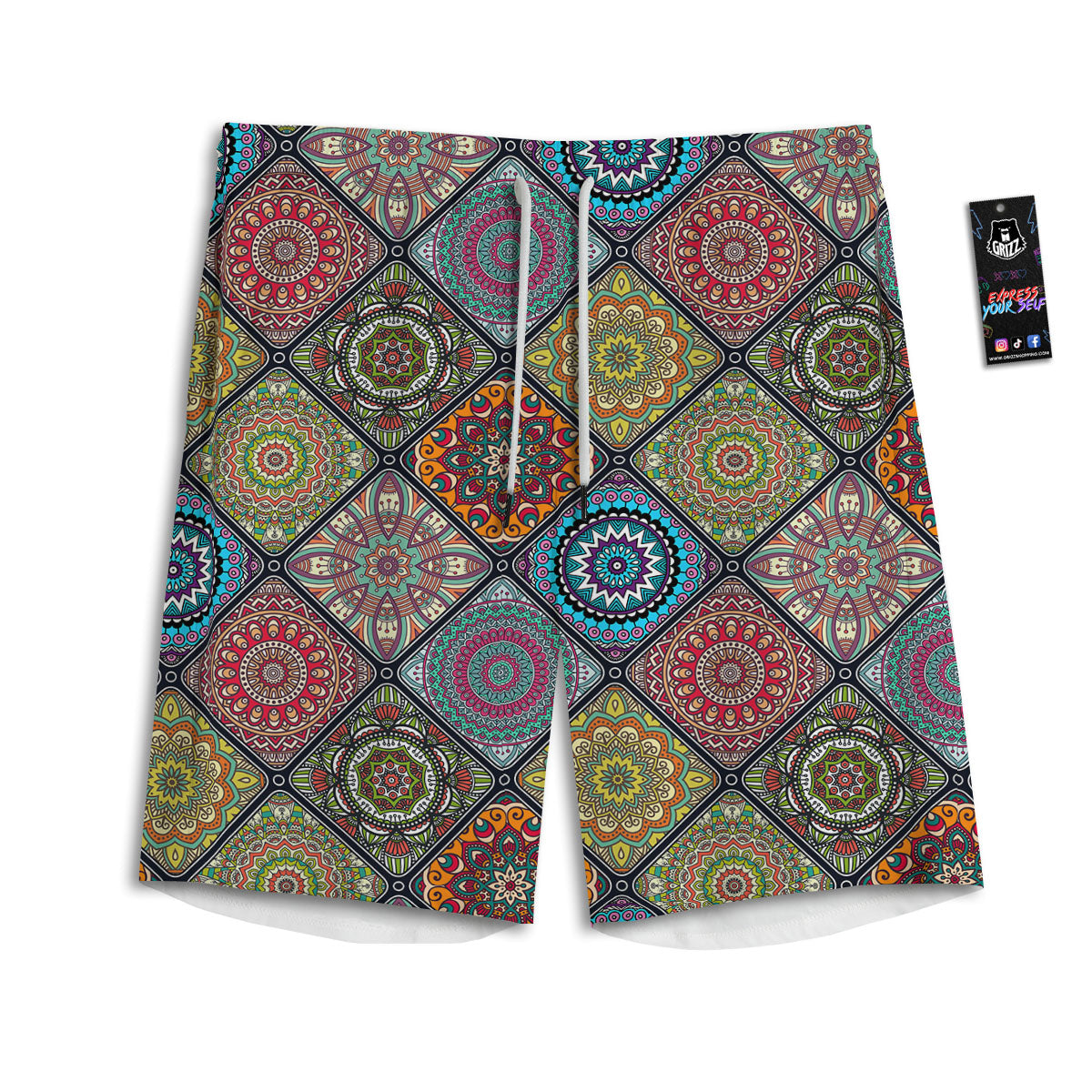 Bohemian Mandala Retro Print Pattern Men's Athletic Shorts