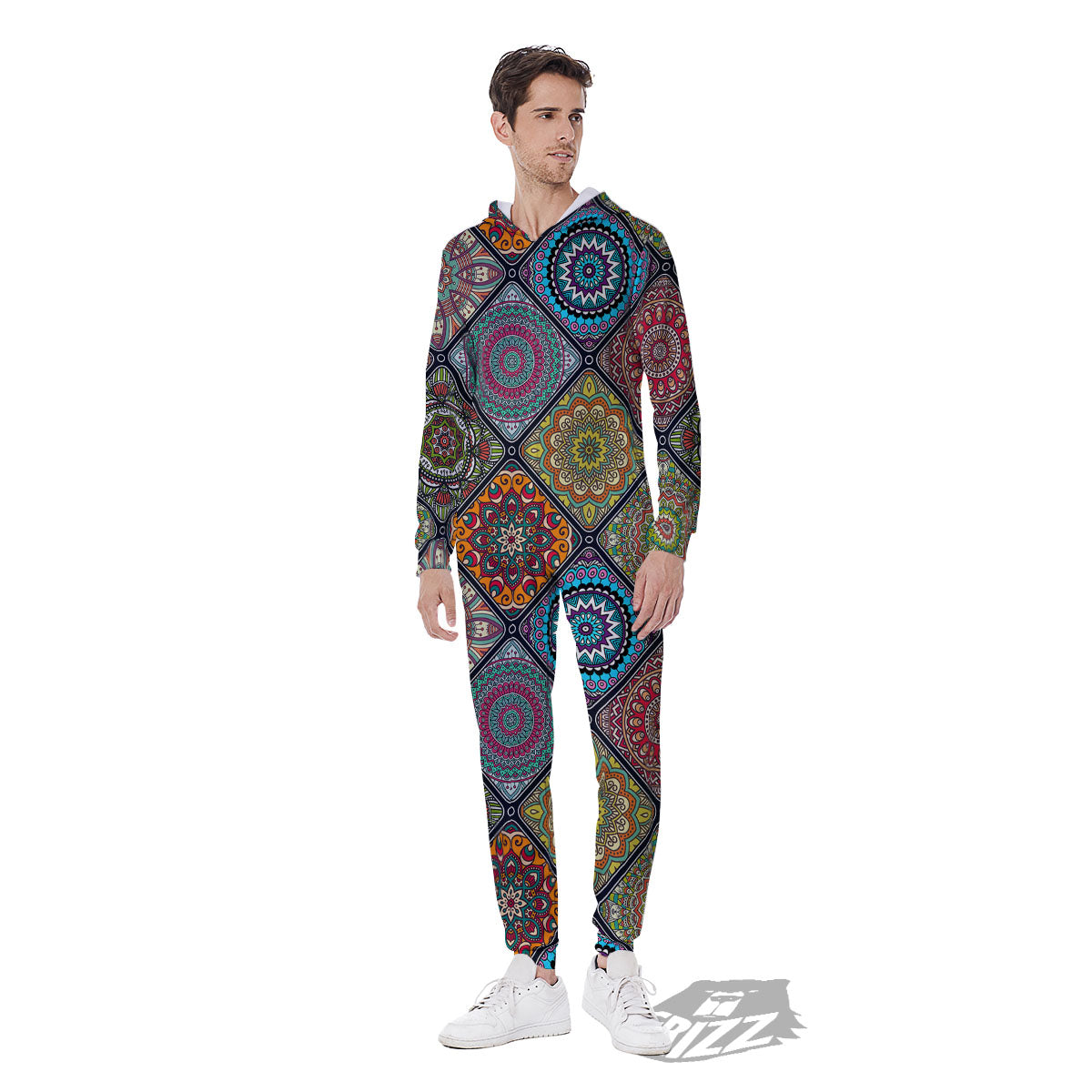 Bohemian Mandala Retro Print Pattern Men's Jumpsuit-grizzshop