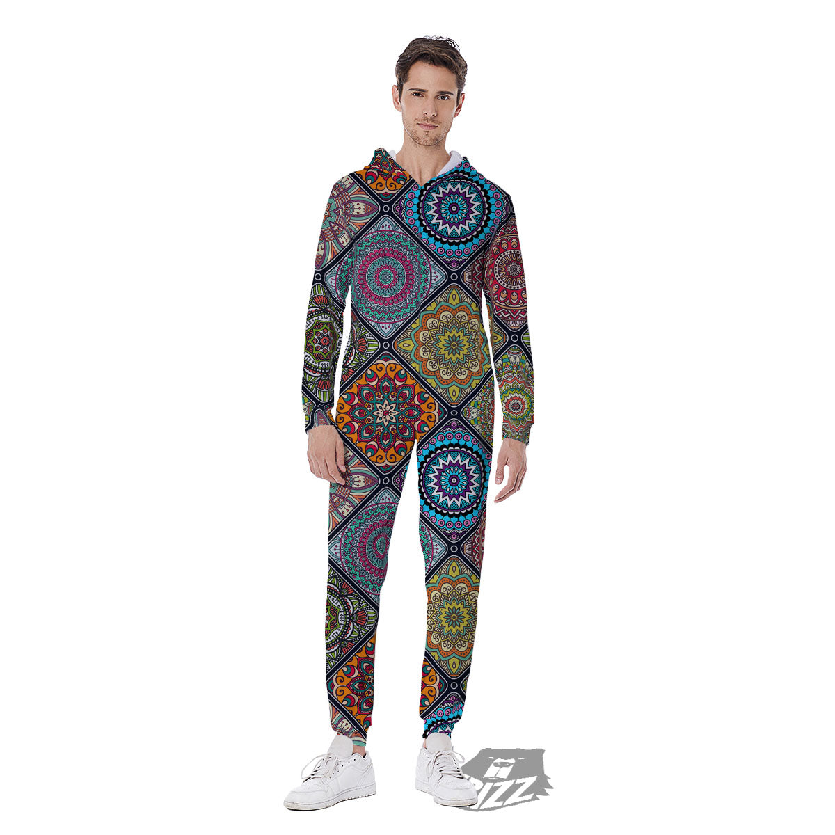 Bohemian Mandala Retro Print Pattern Men's Jumpsuit-grizzshop
