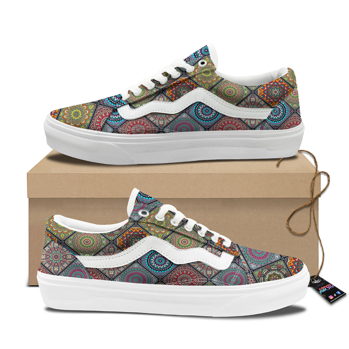 Bohemian Mandala Retro Print Pattern Skate Shoes-grizzshop