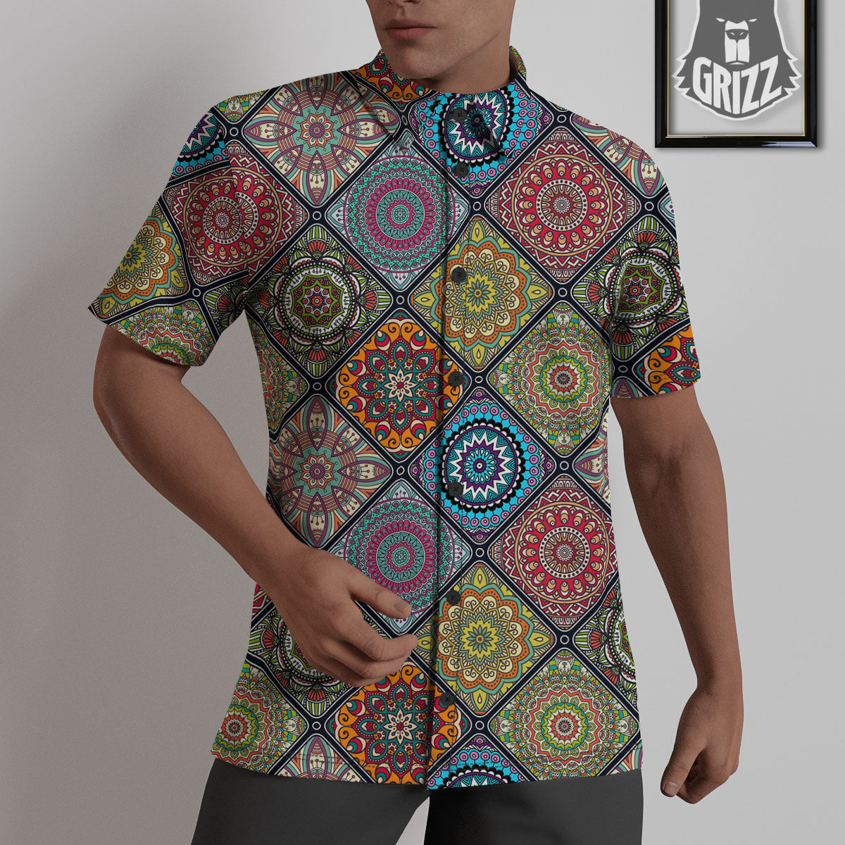 Bohemian Mandala Retro Print Pattern Untucked Shirts-grizzshop