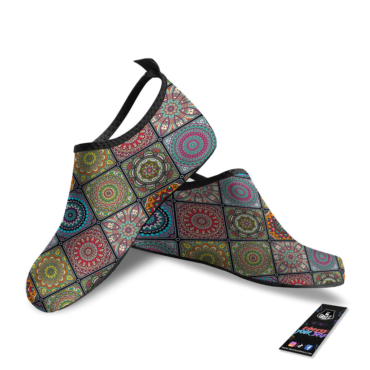 Bohemian Mandala Retro Print Pattern Water Shoes-grizzshop