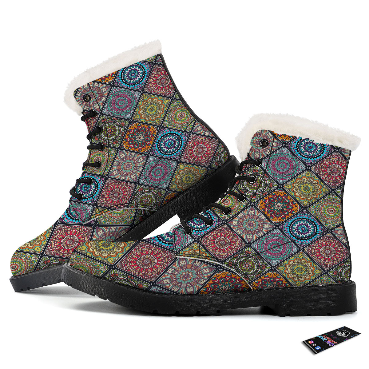 Bohemian Mandala Retro Print Pattern Winter Boots-grizzshop