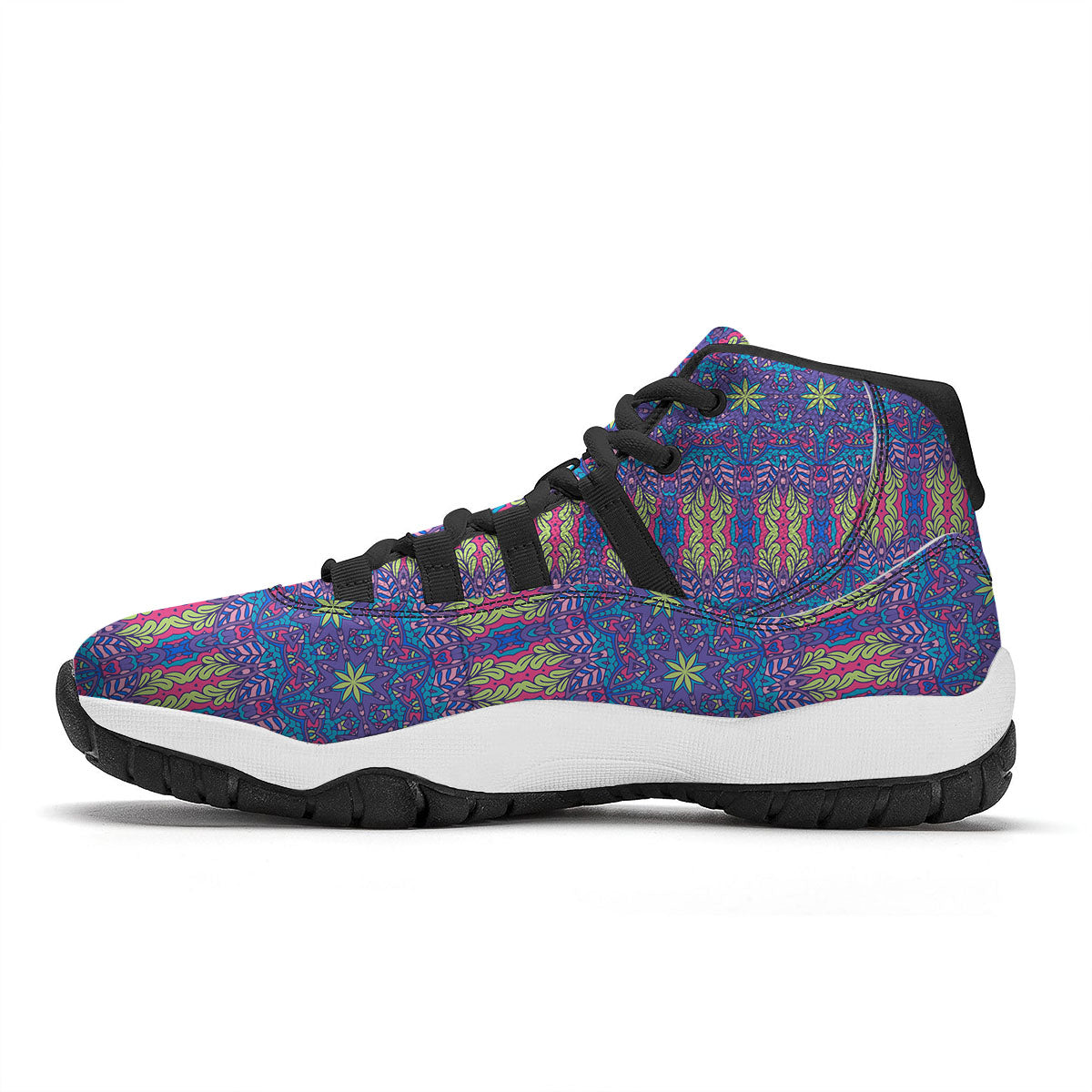 Bohemian Mandala Star Print Pattern Black Bball Shoes-grizzshop