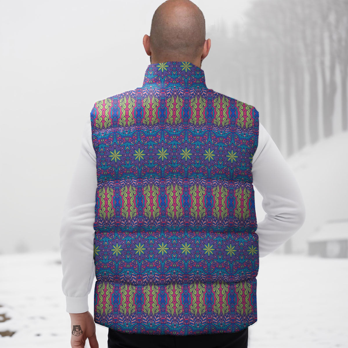 Bohemian Mandala Star Print Pattern Down Vest
