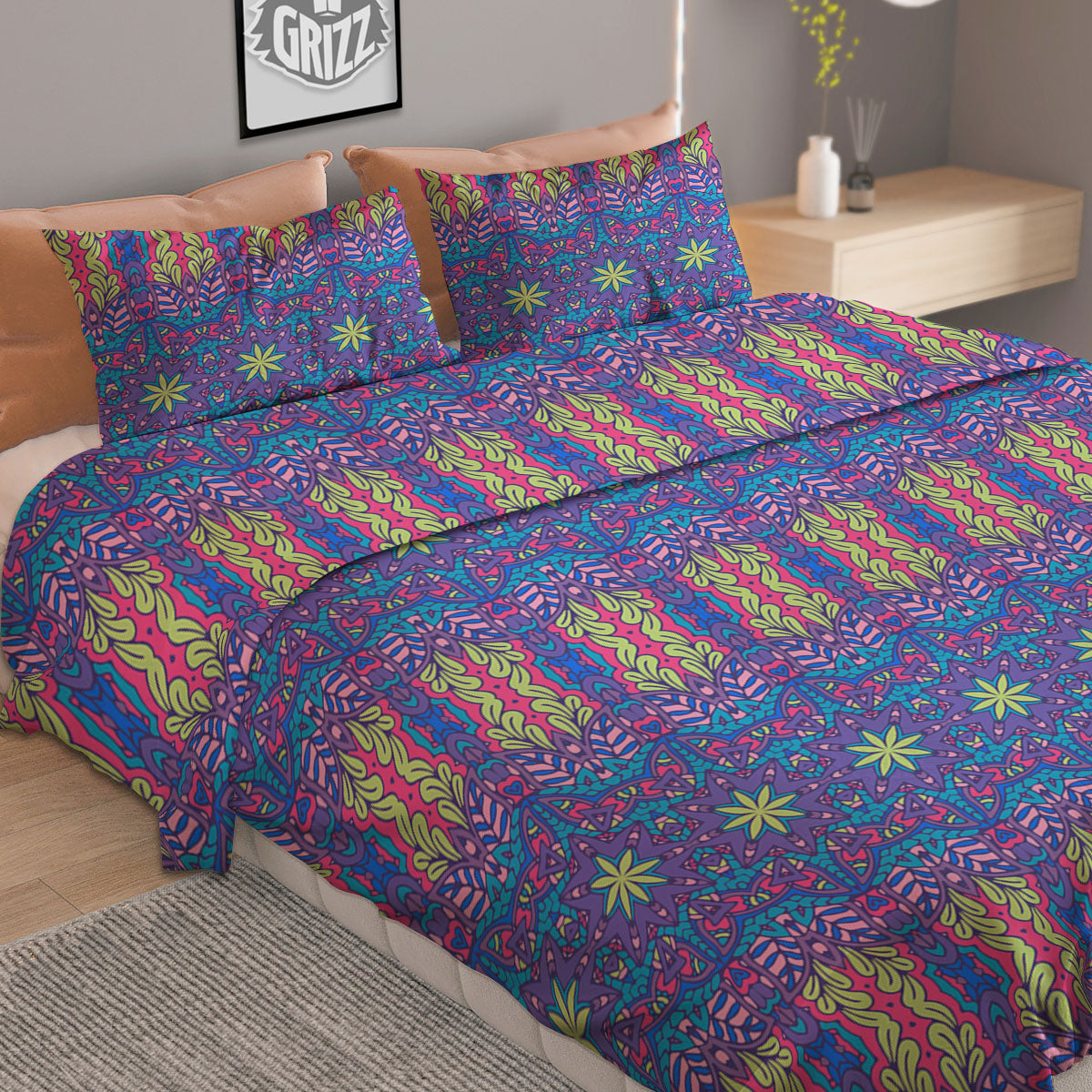 Bohemian Mandala Star Print Pattern Duvet Cover Bedding Set