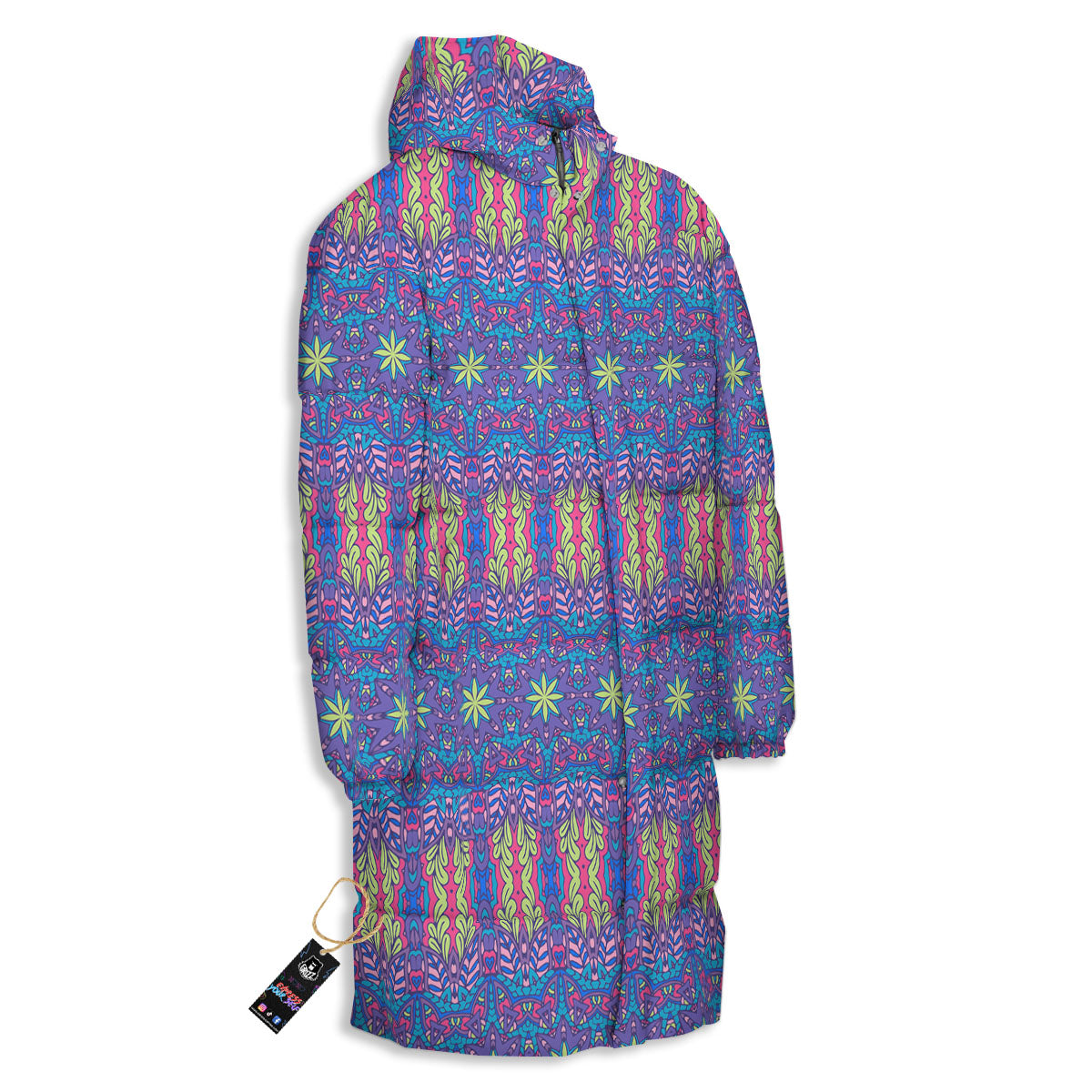 Bohemian Mandala Star Print Pattern Long Down Jacket-grizzshop
