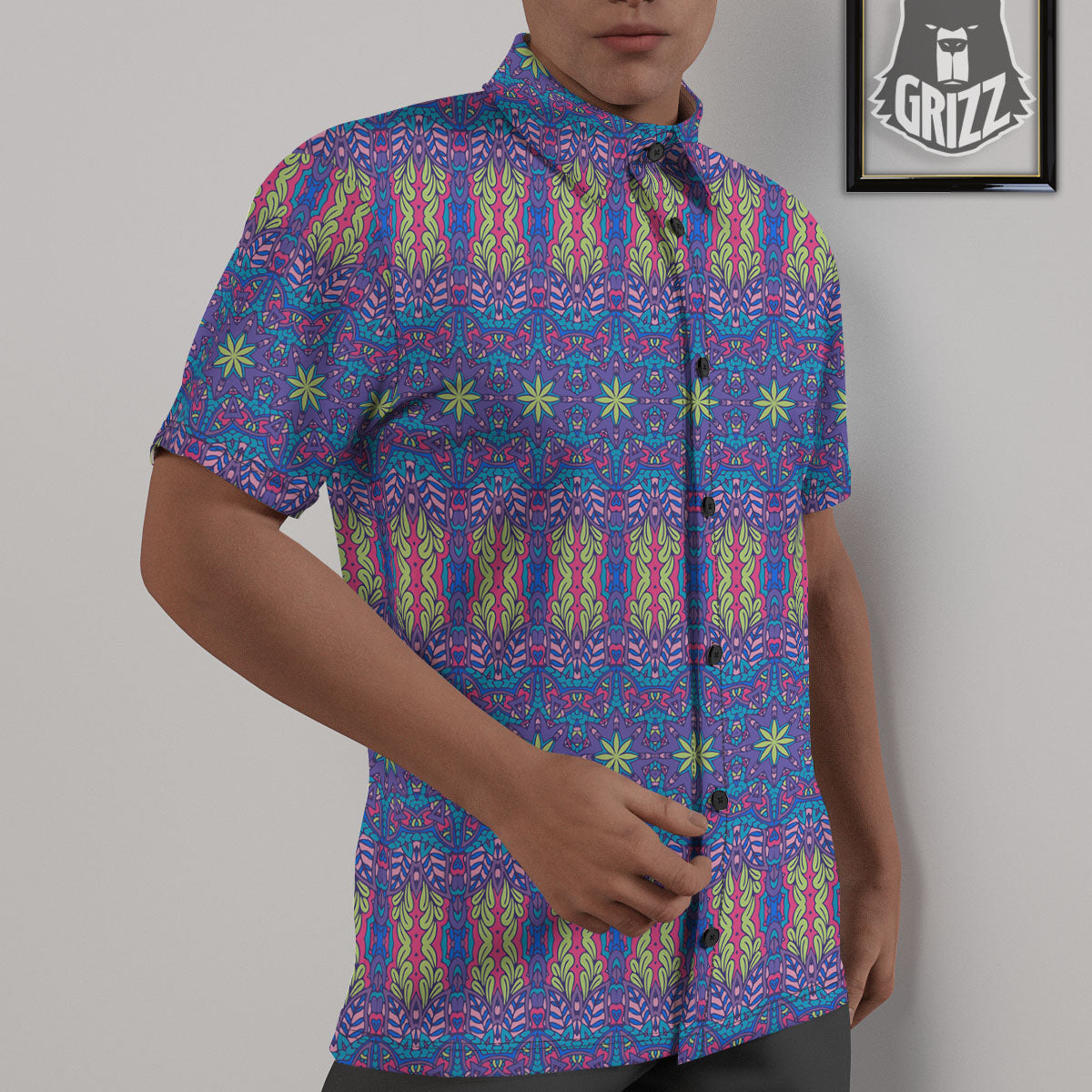 Bohemian Mandala Star Print Pattern Untucked Shirts-grizzshop