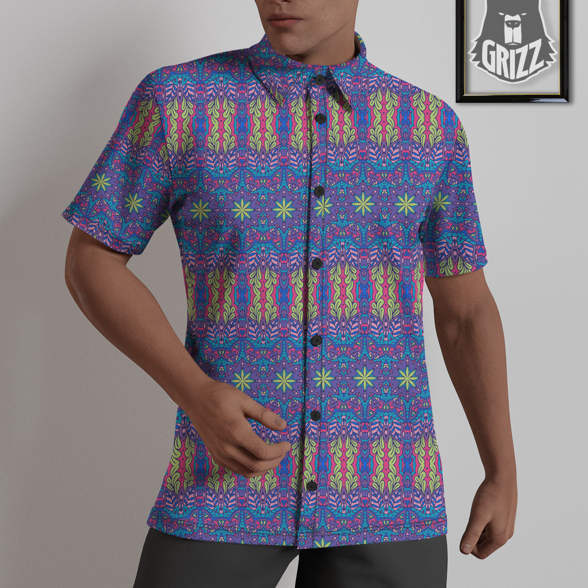 Bohemian Mandala Star Print Pattern Untucked Shirts-grizzshop