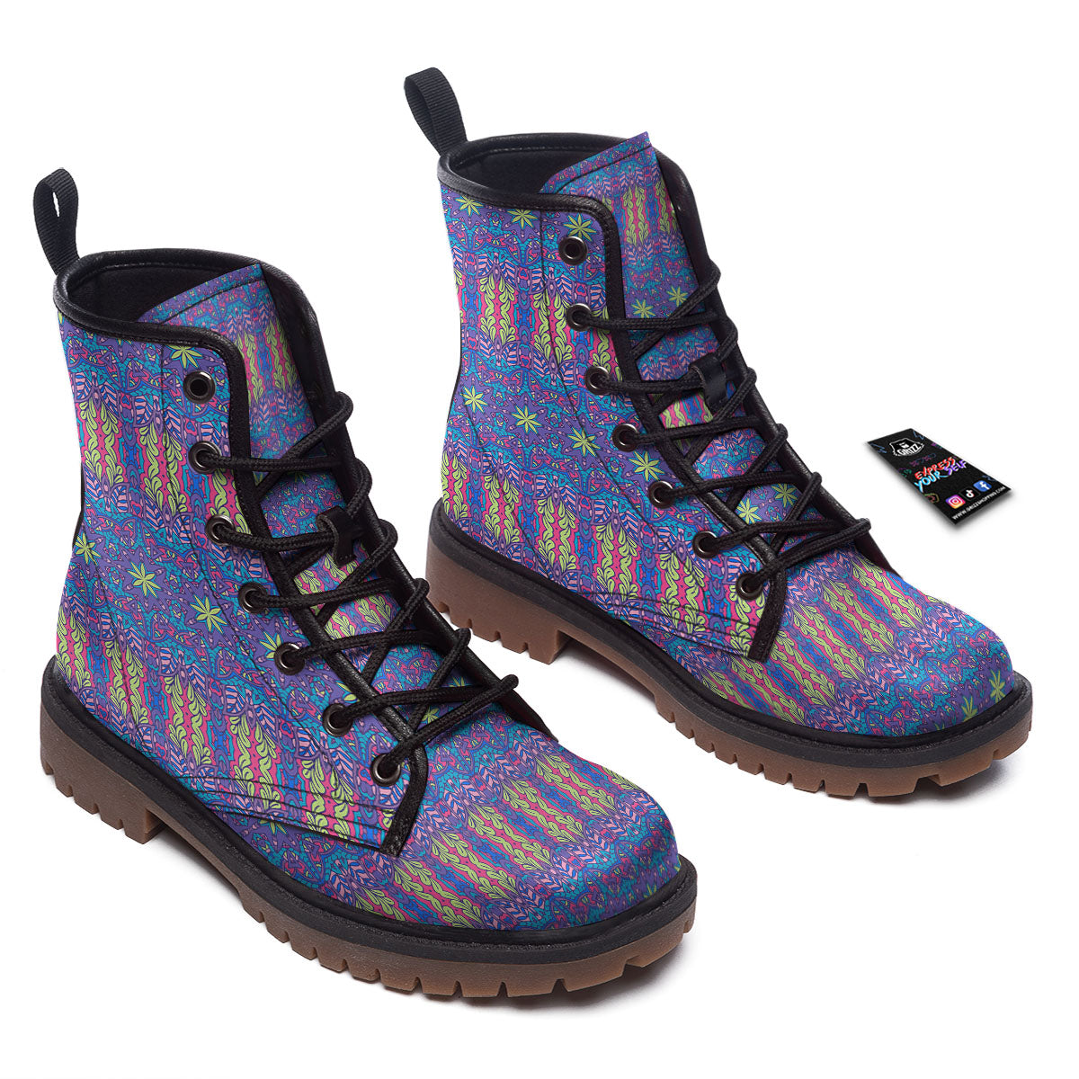 Bohemian Mandala Star Print Pattern Work Boots-grizzshop
