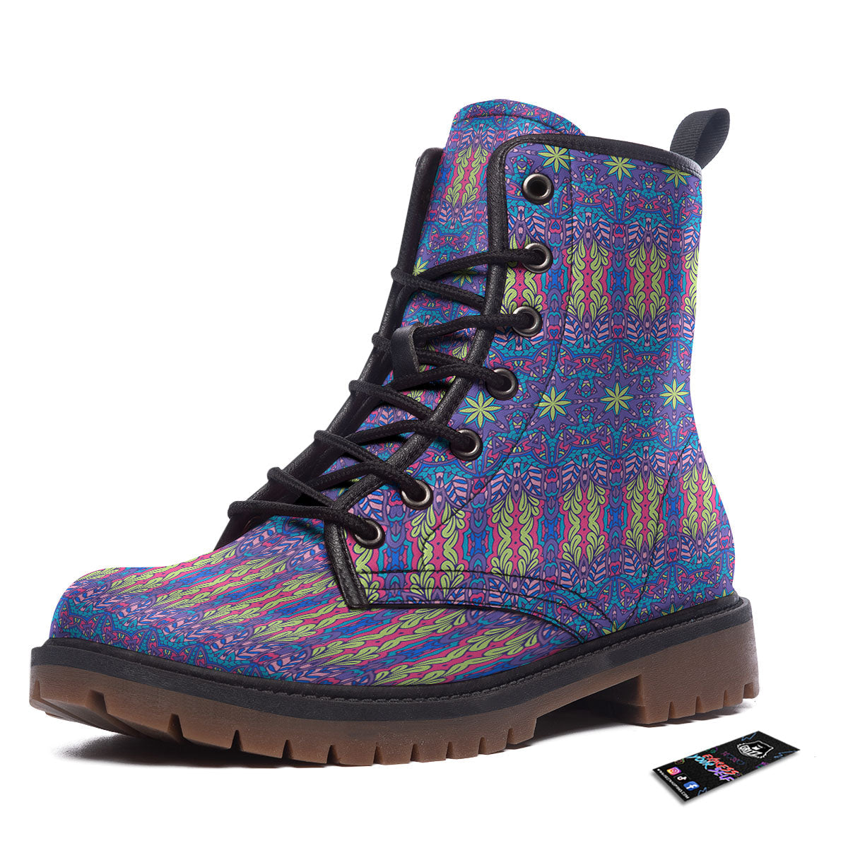 Bohemian Mandala Star Print Pattern Work Boots-grizzshop