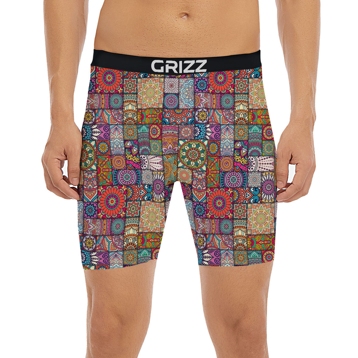Bohemian Mandala Tile Print Pattern Boxer Briefs-grizzshop