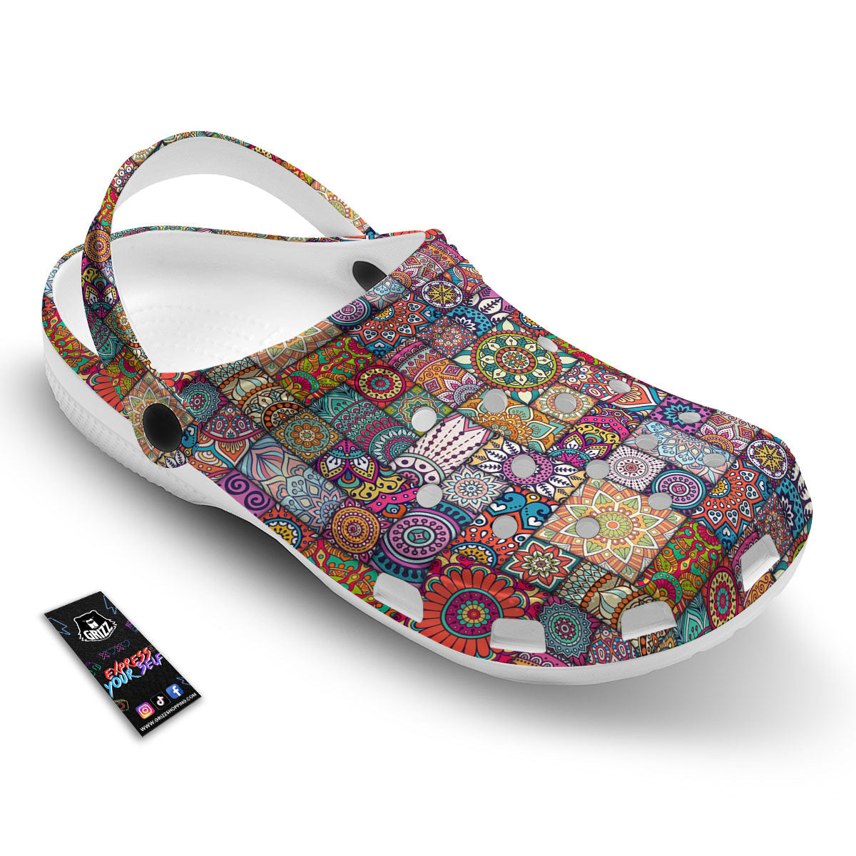 Bohemian Mandala Tile Print Pattern Clog-grizzshop