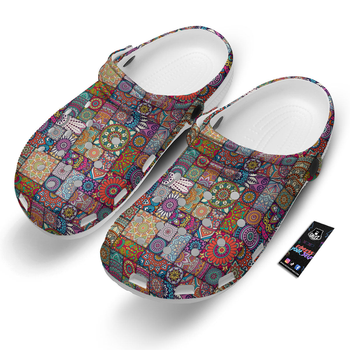 Bohemian Mandala Tile Print Pattern Clog-grizzshop
