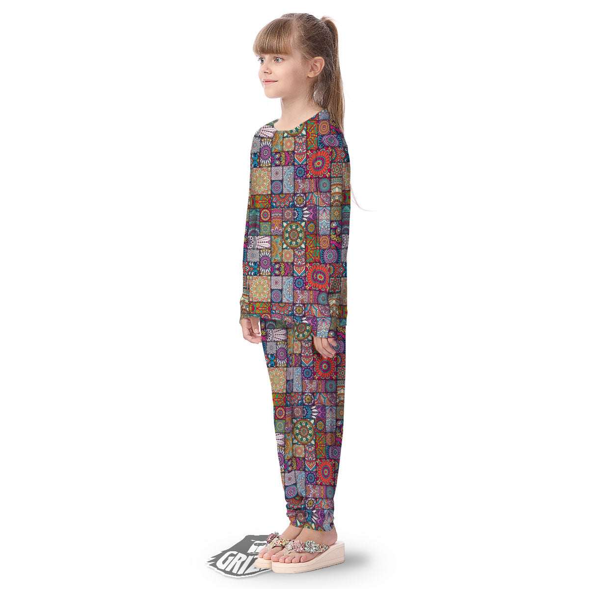 Bohemian Mandala Tile Print Pattern Kid's Pajamas-grizzshop