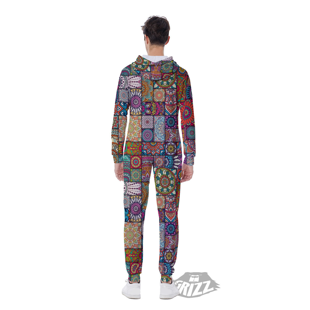 Bohemian Mandala Tile Print Pattern Men's Jumpsuit-grizzshop