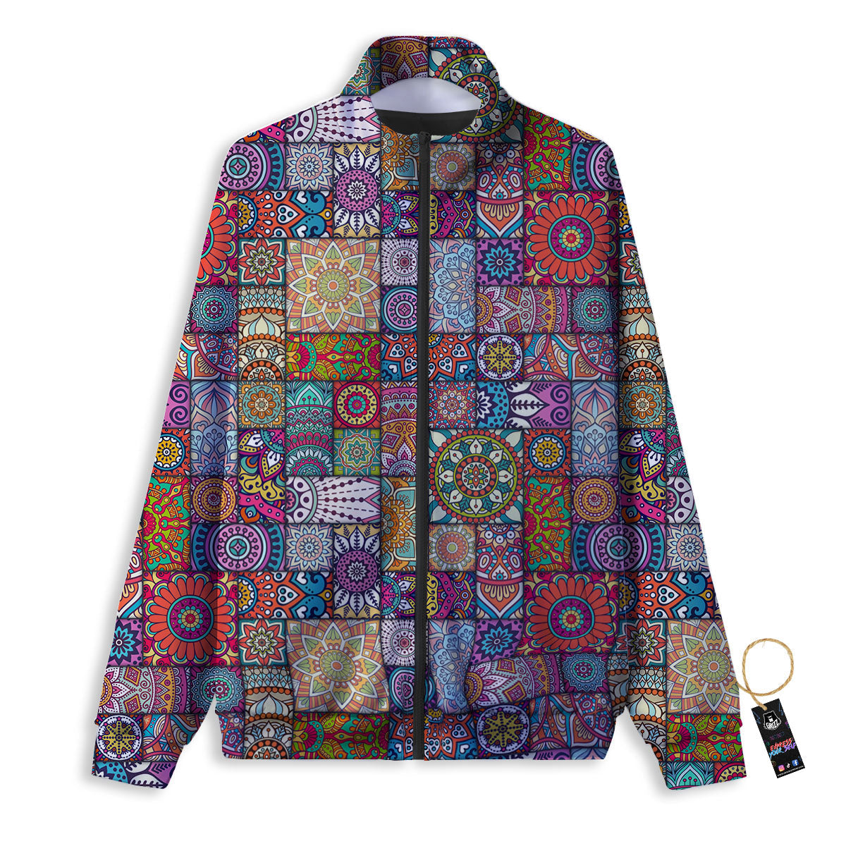 Bohemian Mandala Tile Print Pattern Track Jacket-grizzshop