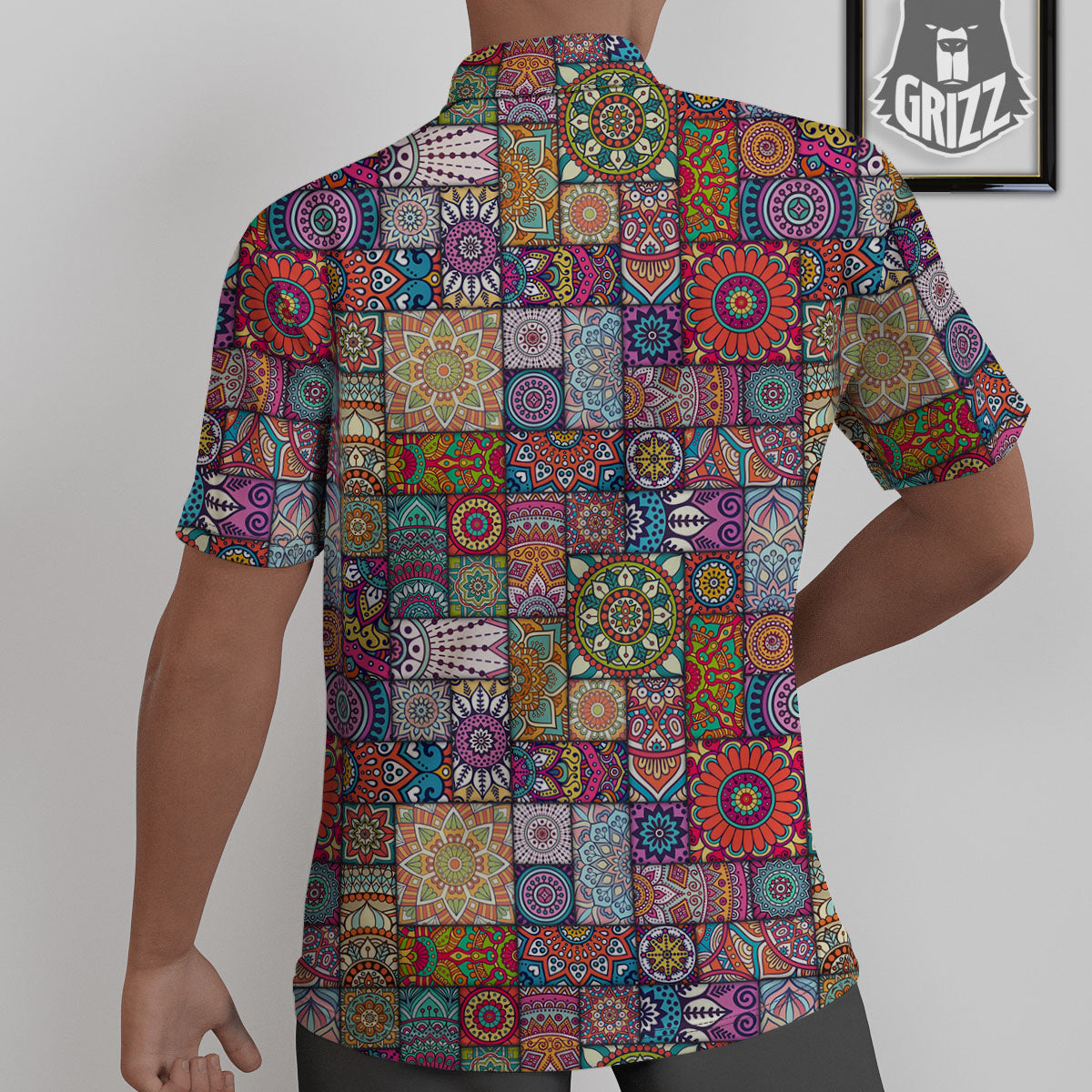 Bohemian Mandala Tile Print Pattern Untucked Shirts-grizzshop