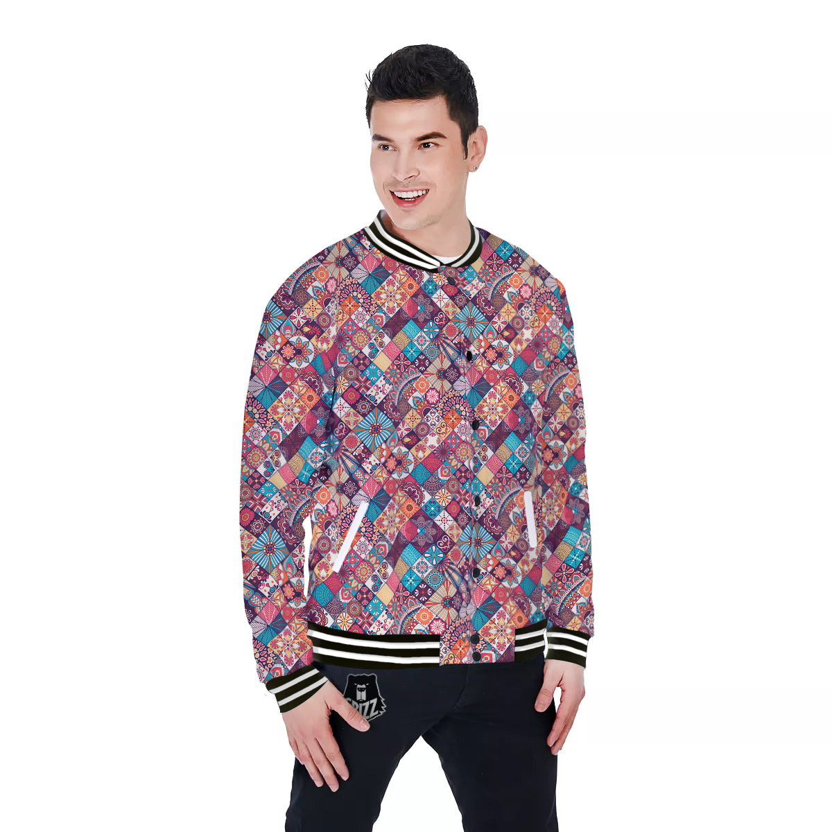 Bohemian Mandala Vintage Print Pattern Baseball Jacket-grizzshop