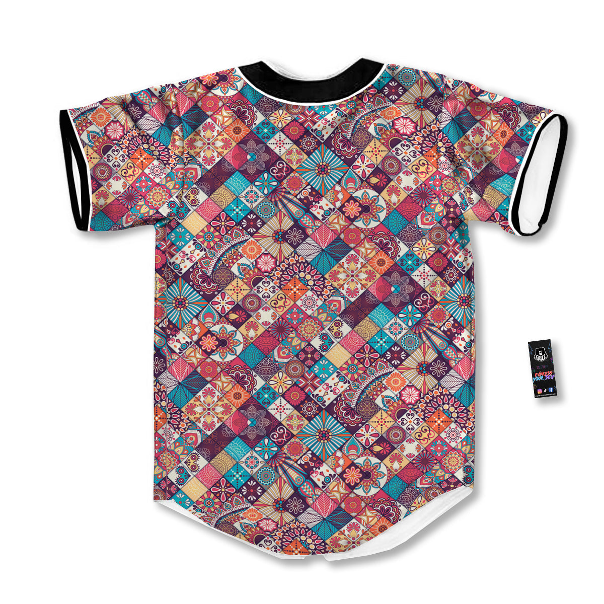 Bohemian Mandala Vintage Print Pattern Baseball Jersey-grizzshop