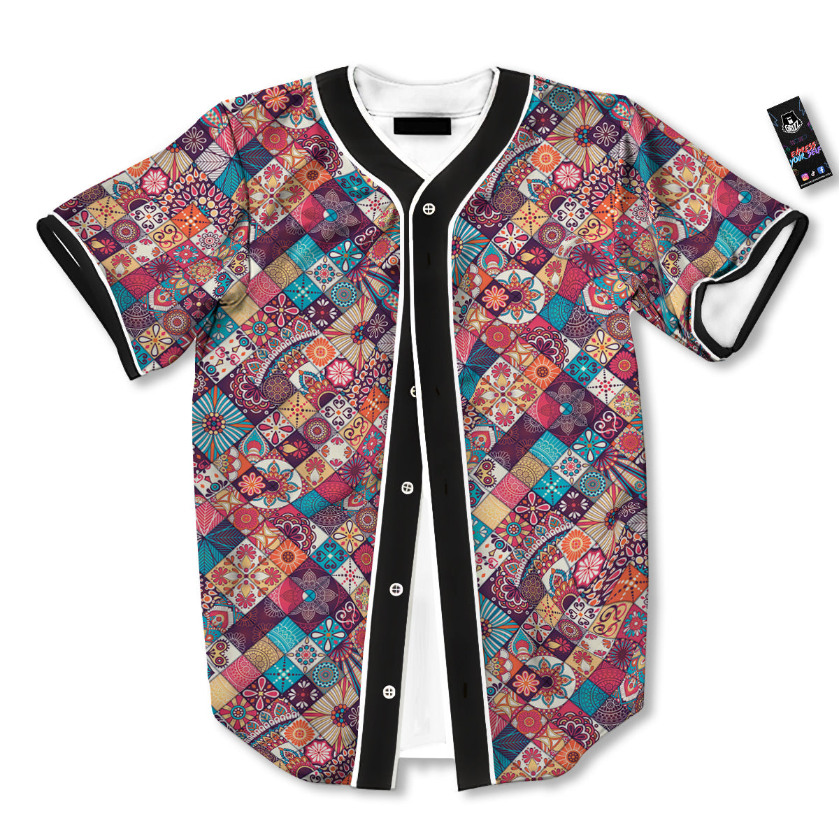 Bohemian Mandala Vintage Print Pattern Baseball Jersey-grizzshop