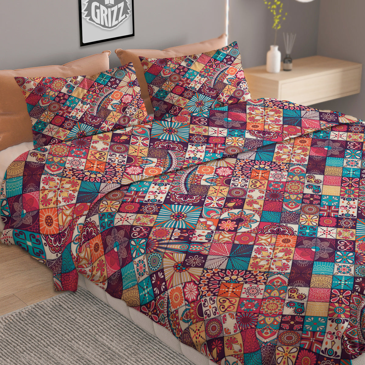 Bohemian Mandala Vintage Print Pattern Duvet Cover Bedding Set