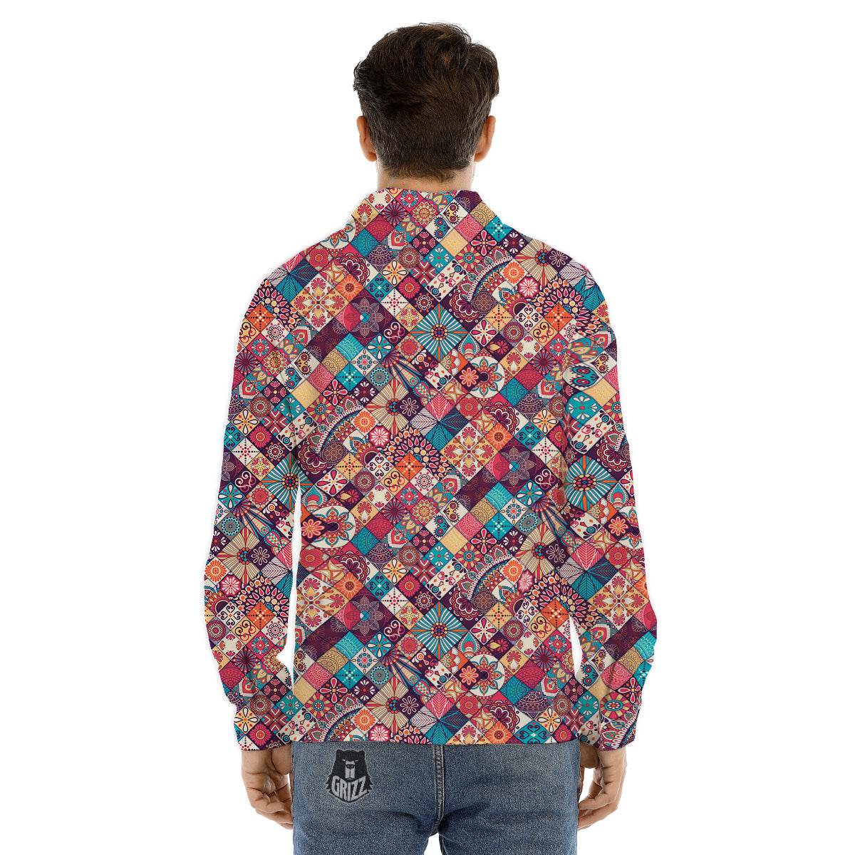 Bohemian Mandala Vintage Print Pattern Men's Dress Shirts-grizzshop