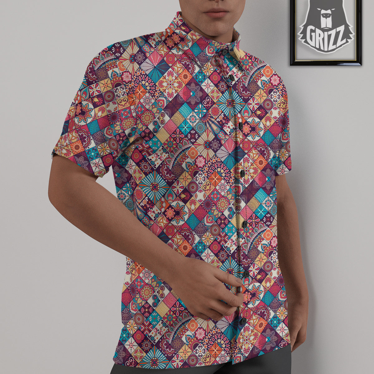 Bohemian Mandala Vintage Print Pattern Untucked Shirts-grizzshop