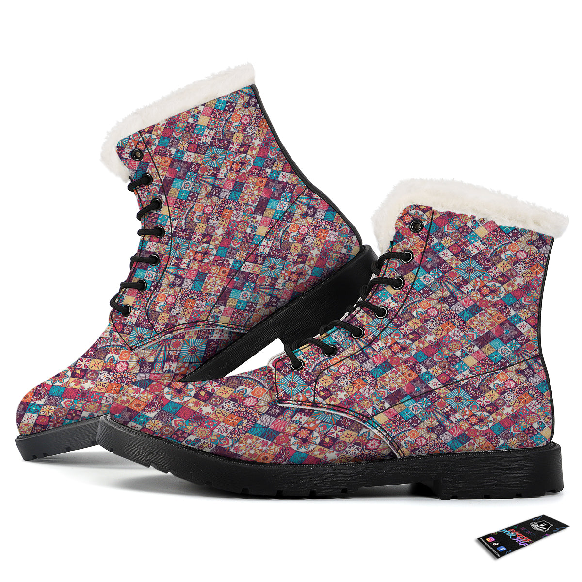 Bohemian Mandala Vintage Print Pattern Winter Boots-grizzshop