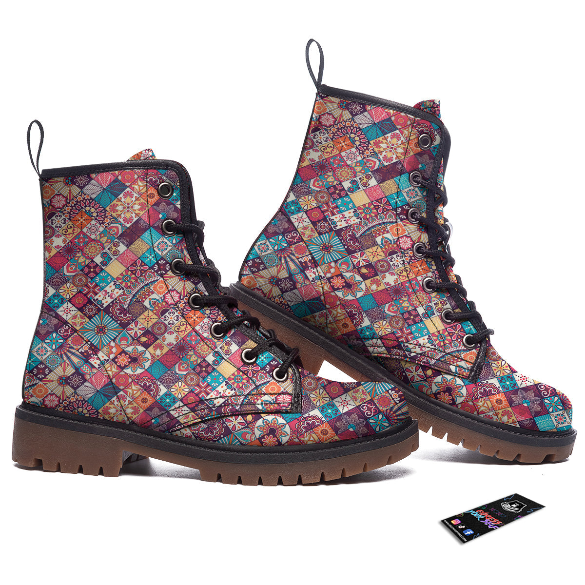Bohemian Mandala Vintage Print Pattern Work Boots-grizzshop