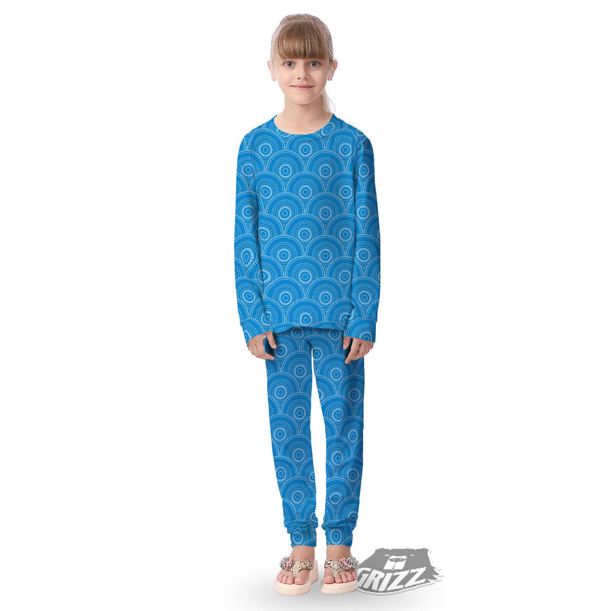 Bohemian Mandala Waves Print Pattern Kid's Pajamas-grizzshop