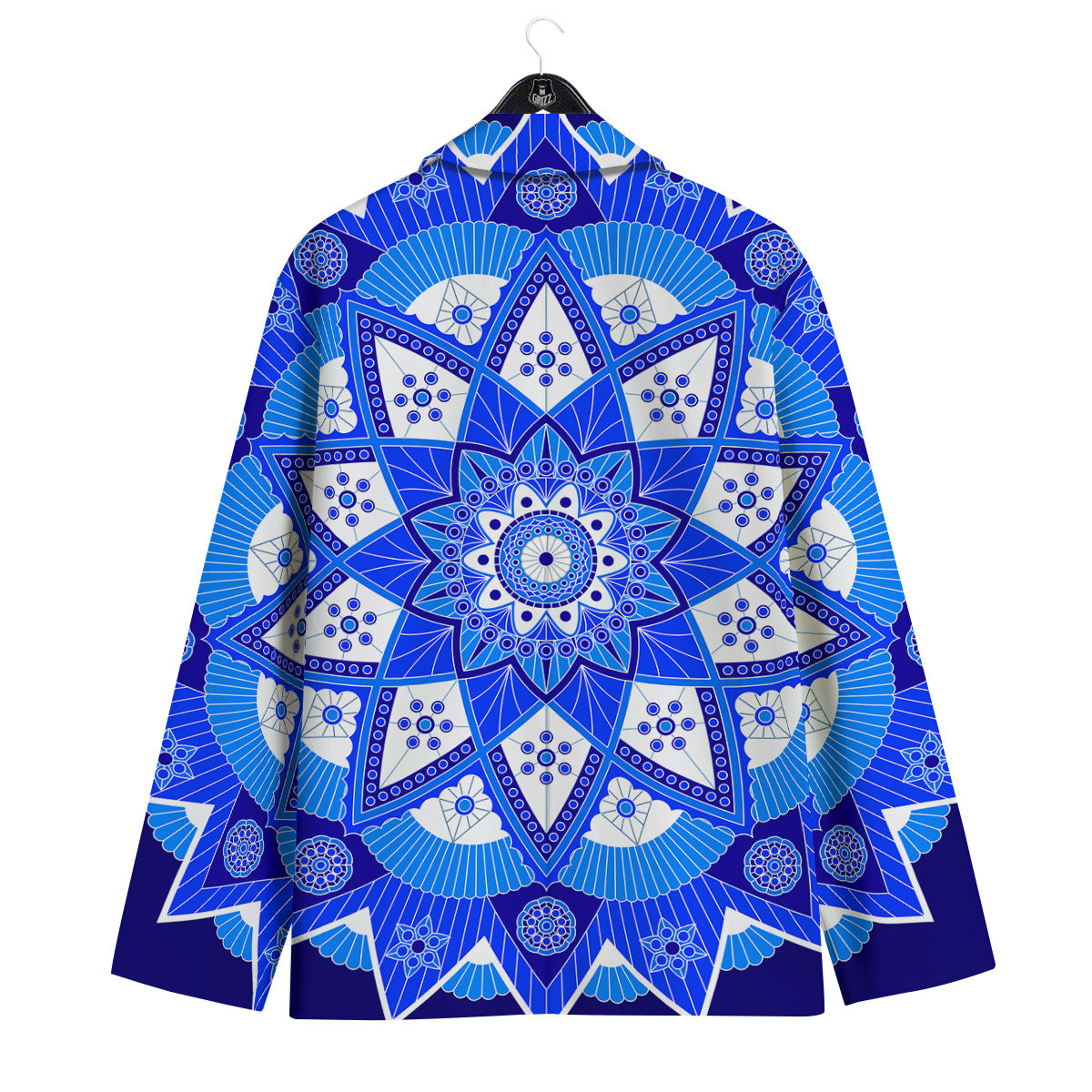 Bohemian Mandala White And Blue Print Men's Sport Coat-grizzshop
