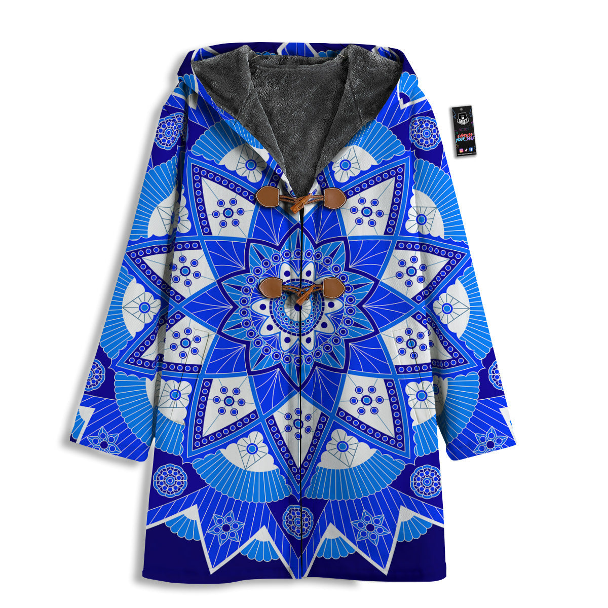 Bohemian Mandala White And Blue Print Men's Windbreaker Jacket-grizzshop