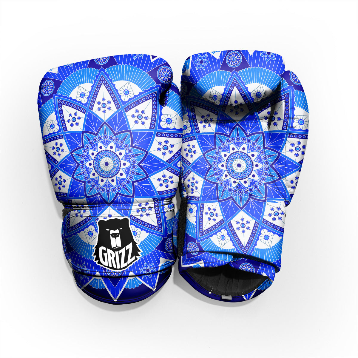 Bohemian Mandala White And Blue Print Pro Boxing Glove