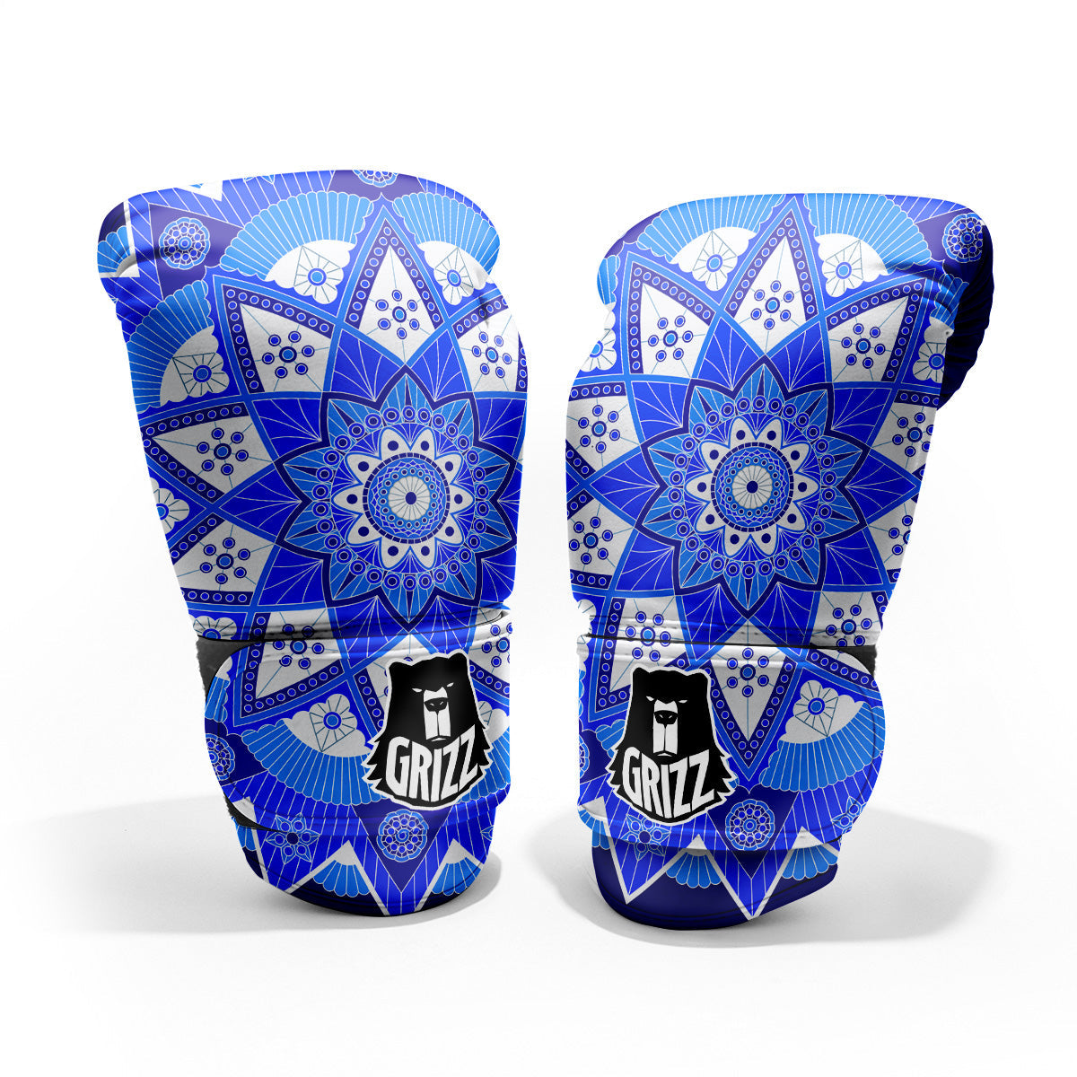 Bohemian Mandala White And Blue Print Pro Boxing Glove