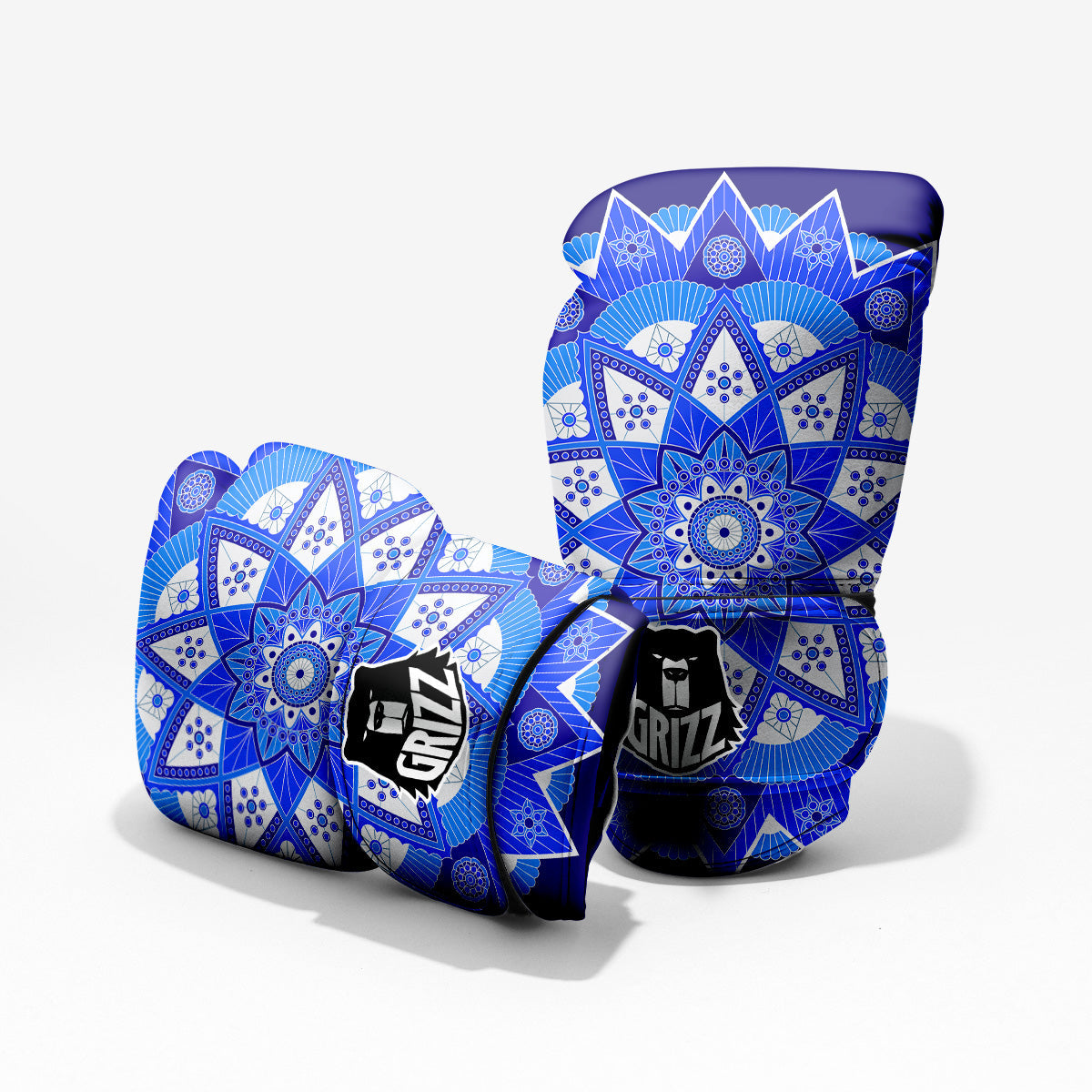 Bohemian Mandala White And Blue Print Pro Boxing Glove