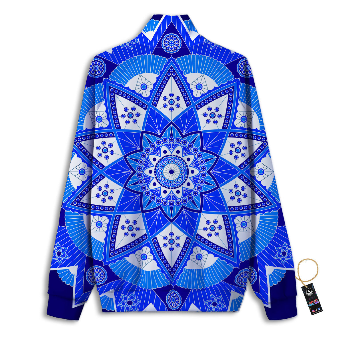 Bohemian Mandala White And Blue Print Track Jacket-grizzshop