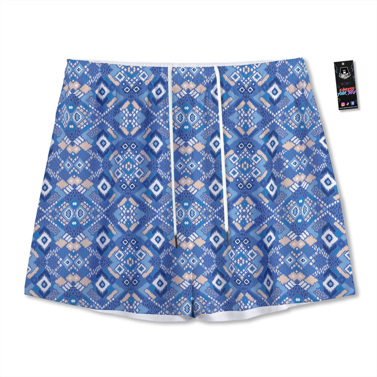 Bohemian Native Tribal Print Pattern Mesh Shorts