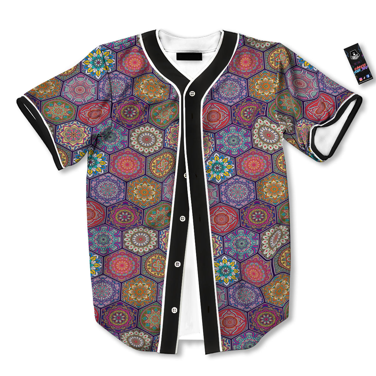 Bohemian Oriental Mandala Print Pattern Baseball Jersey-grizzshop