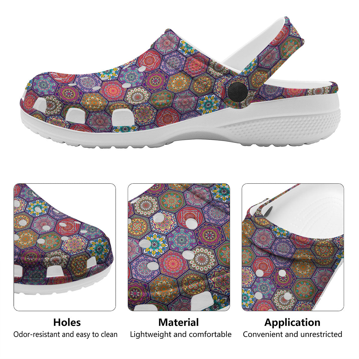 Bohemian Oriental Mandala Print Pattern Clog-grizzshop